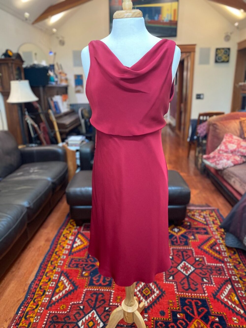 J Crew backless red silk dress, size 10